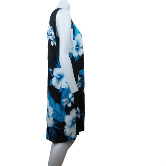Vintage Unity Trading Hawaii Blue Floral Dress M Sleeveless Muu Muu New Old Stoc - Picture 7 of 12